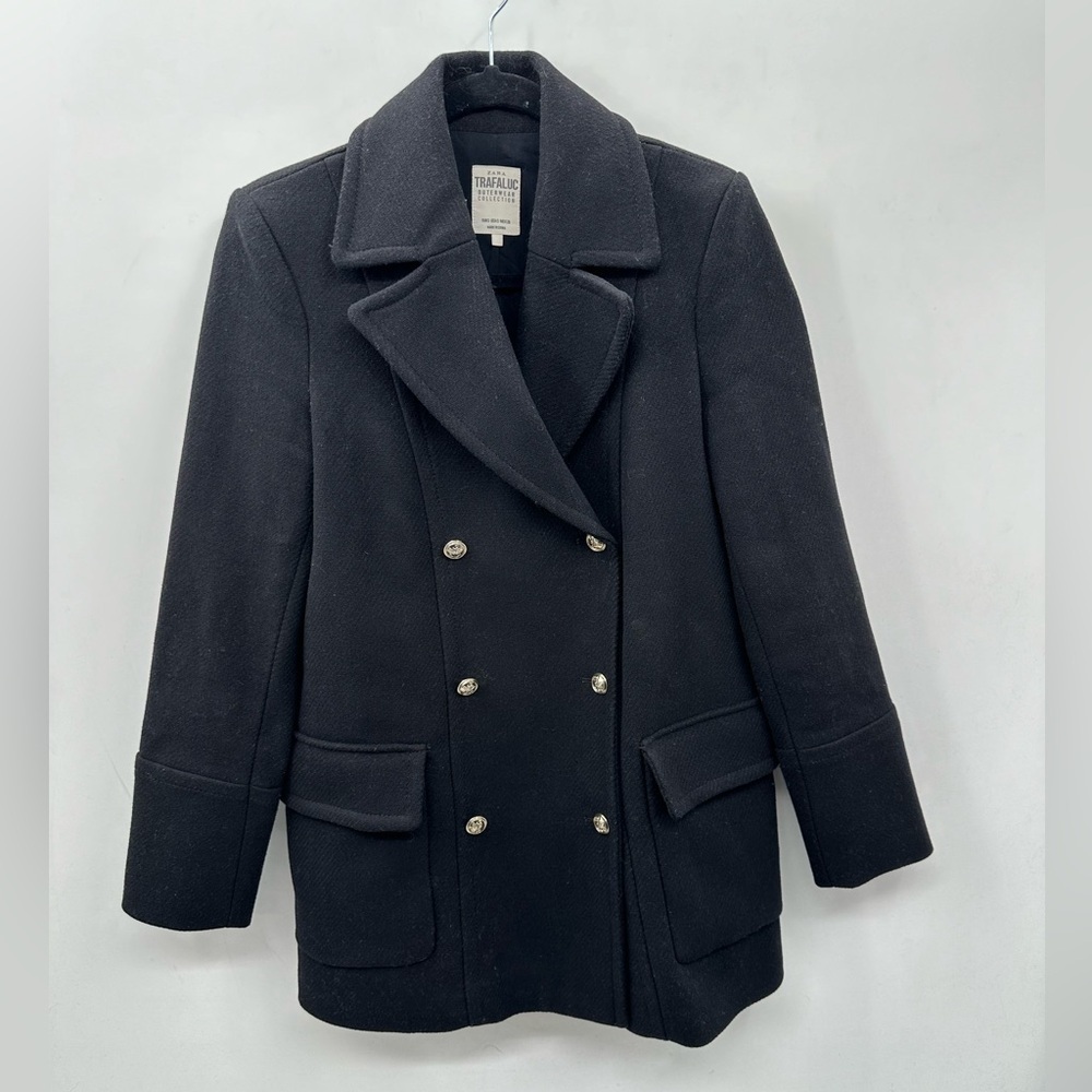 ZARA TRAFULAC WINTER COLLECTION black wool double breasted wool woman's jacket S